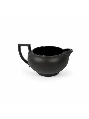 Creamer Pitcher Vintage Wedgwood Black Basalt Jasperware Matte Black glazed insi